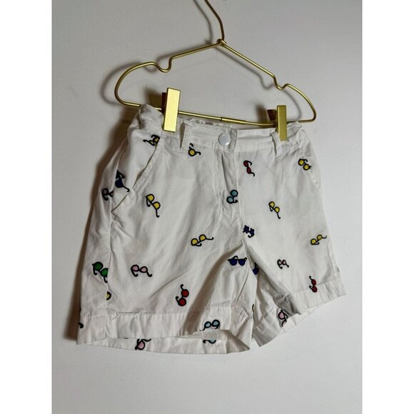 Hanna Andersson White Chino Embroidered Glasses  Shorts - Picture 3 of 9